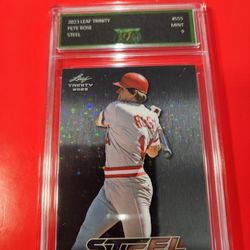 2023 Trinity Leaf Steel Pete Rose Silver Stars & Dots SP #S-55 Reds graded 9 MINT EJE 
