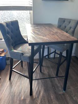 High top butcher block table and chairs