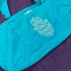 Peace Yoga® Blue Yoga Mat Carrier Tote Bag With Adjustable Straps - Hand Design