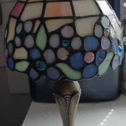 VINTAGE PARTYLITE HYDRANGEA STAINED GLASS TEALIGHT HOLDER, MEASUREMENTS IN PICS,
