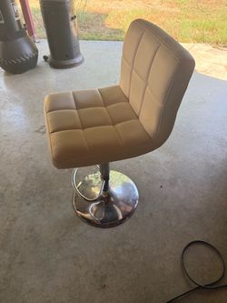 Modern Cream Faux Leather Swivel Bar Stool – Adjustable Height