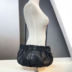 Bisou Bisou Black Braided Strap Shoulder Crossbody Handbag 