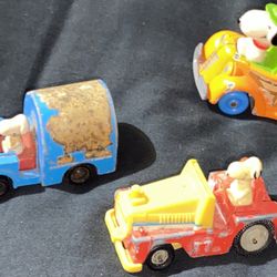 Vintage Lot Of 3 Snoopy Cars Die Cast Peanuts snoopy 1960’s-80’s (READ DESC