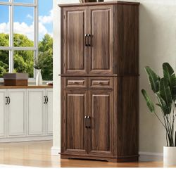 Assembled new 71.2" Tall Kitchen Pantry Storage Cabinet with 4 Door, 3 Pull Out Tray, 2 Drawer and 6