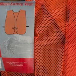 NEW Mesh Safety Vest Blaze Orange. Elastic Bands And Ties On Both Side Seams. Retail $15 East,  West