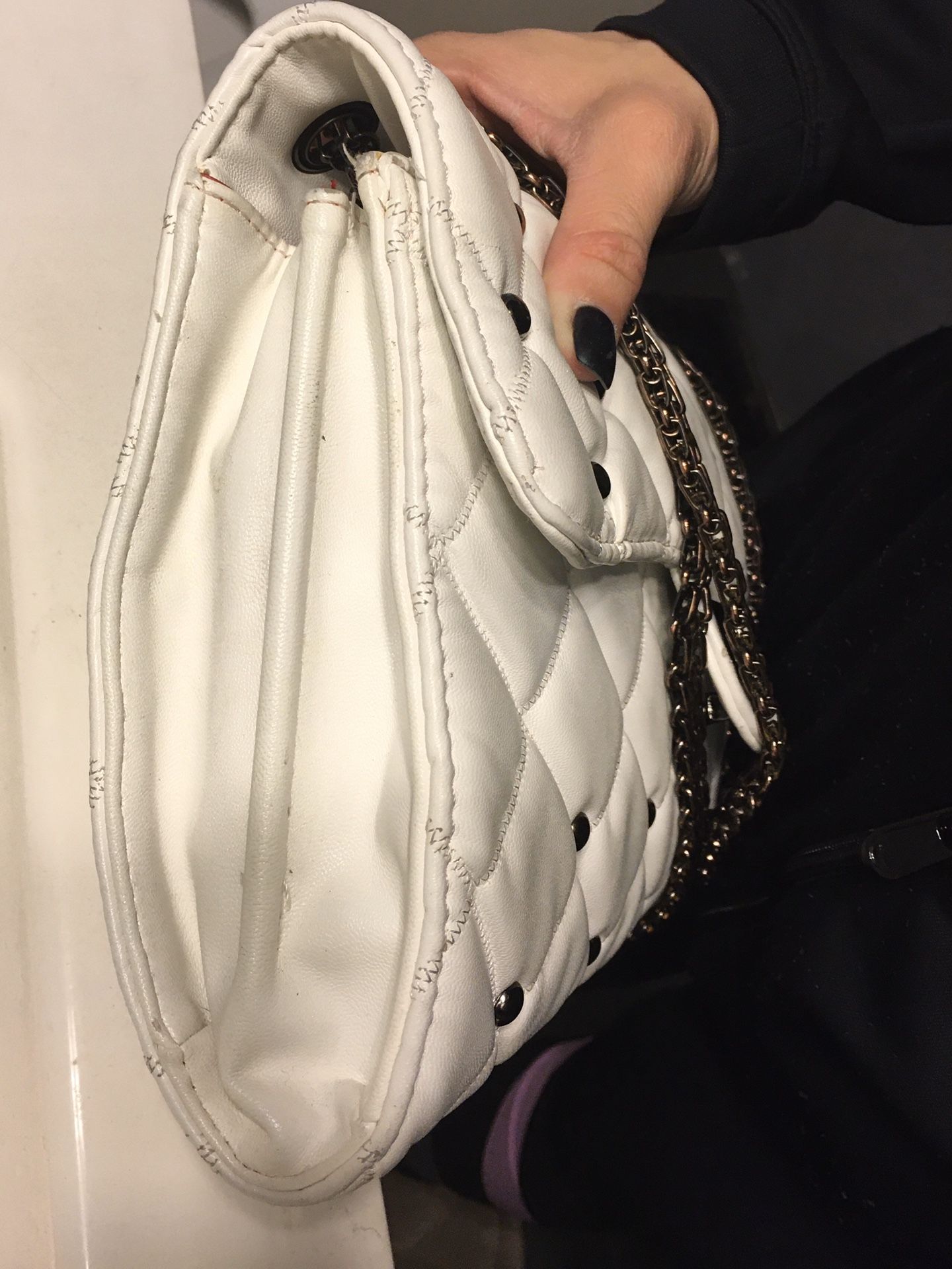Chanel vintage 2.55 white flap bag