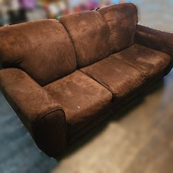 Soft Brown Suede Couch.