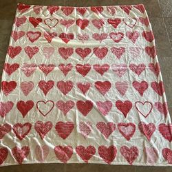 New Heart Blanket. Red, Pink And White. Great Gift !