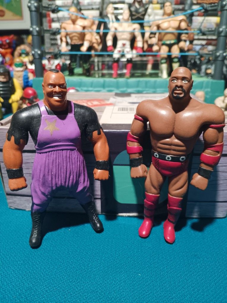 WWF Bend-ems Figures " Mabel & Ahmed Johnson " ( Vintage 90's Just Toys )