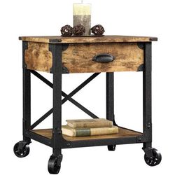 Better Homes & Gardens Rustic Country End Table, Weathered Pine Finish Red - 21.654" W x 20.787" D x 22.835" H