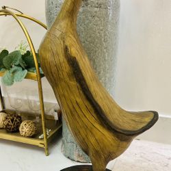 Vintage Hand-Carved Wooden Duck Statue