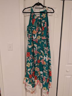 Vince Camuto Green Floral Halter Midi Dress - Size 14