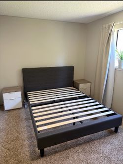 Queen bed and tv stand