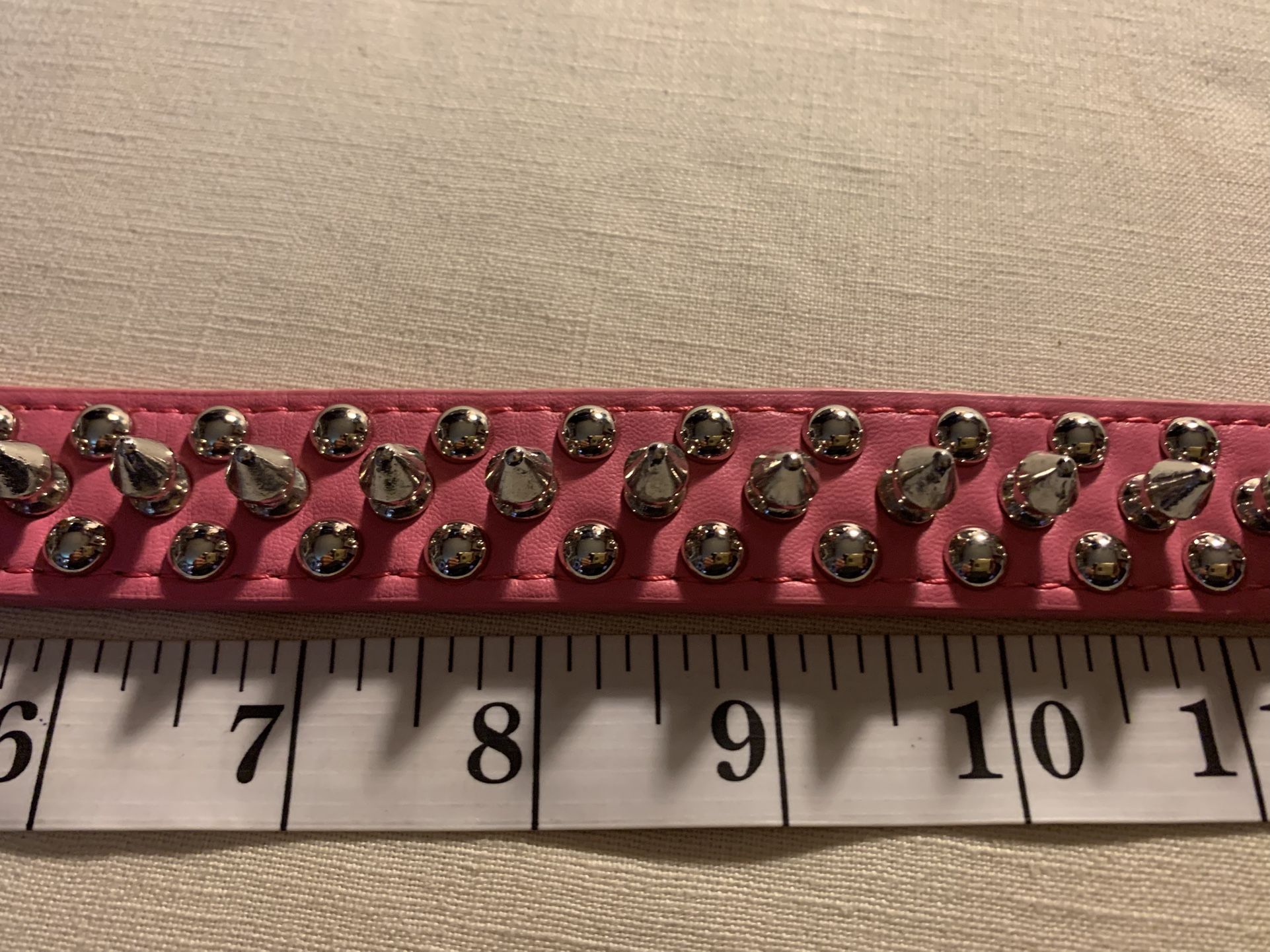 Pink Dog Collar With Spikes - Large 20” Long