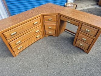 Corner Wooden Desk with Drawers