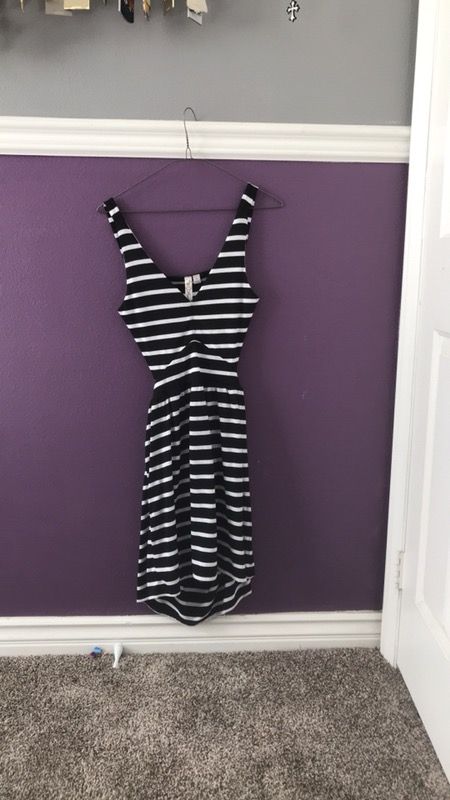 Black and white striped dress