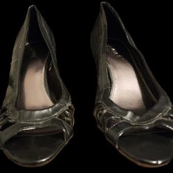 Merona Women's Size 11 Black Peep Toe Wedge Sandals