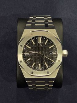 Mens Luxury Stainless Steel Watch Black Dial