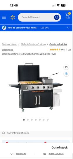 Blackstone top griddle combo with deep fryer, side burners, cutting board and cover. (gently used)