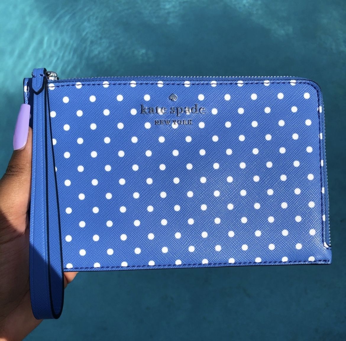 Kate Spade Staci Garden Dot Medium L-Zip Wristlet