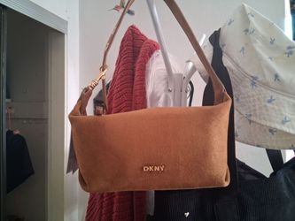 DKNY Tan Suede Shoulder Bag
