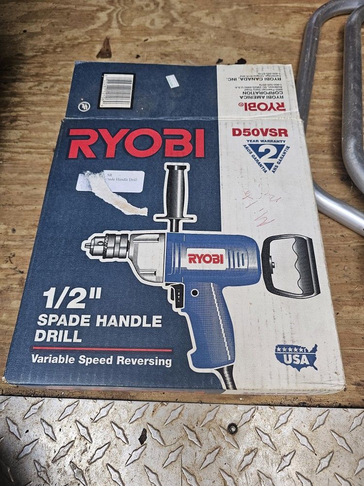 New/Open Box Ryobi 1/2" Spade Handle Drill