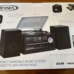 Jensen 3-speed Stereo Turntable Music System With CD, Cassette, AM/FM Radio