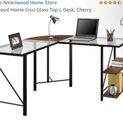 Home Glass top L Desk