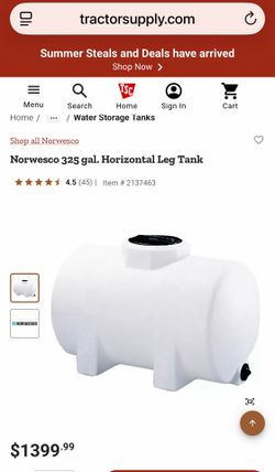 Norwesco 325-Gallon Horizontal Keg Water Tank