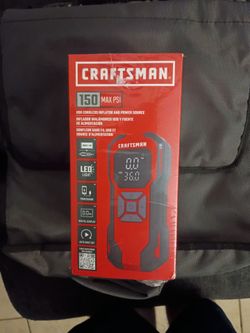 Brand new never used/opened Craftsman 150 Max PSI Cordless Inflator and Power Source/LED Flashlight