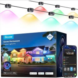 Govee Permanent Outdoor Lights Pro, 200ft with 120 RGBIC LED Lights for Daily and Accent Lighting, 75 Scene Modes for Outdoor Decor - Black