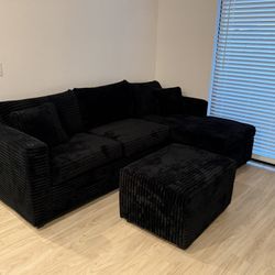 Brand New Black Corduroy Sectional  ( Happy Costumer 