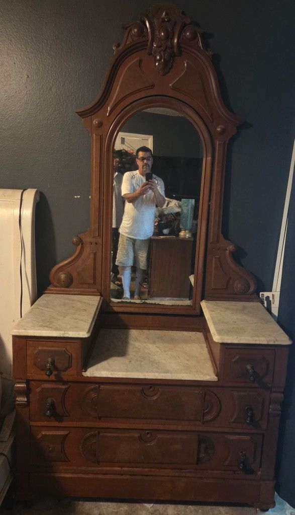 Antique Vanity With Marble Top
