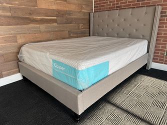 ON SALE! BRAND NEW QUEEN SIZE SAND TONE GRAY PLATFORM BEDFRAME ONLY