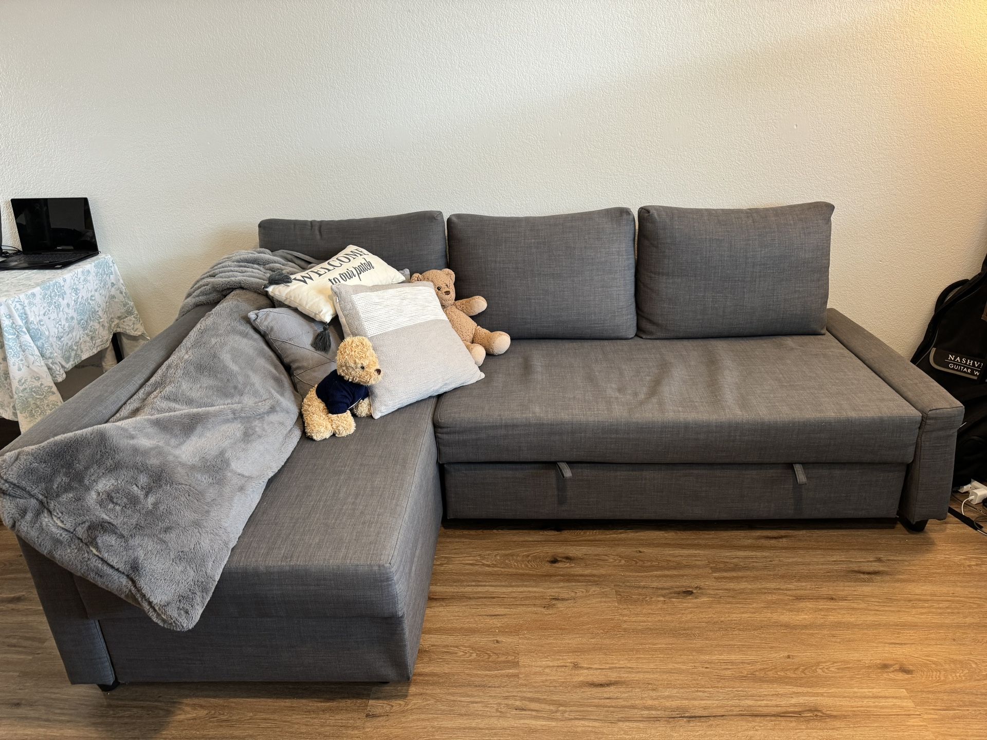 IKEA FRIHETEN Sleeper Sofa sectional,3 seat w/storage, Skiftebo dark gray