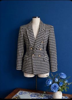 Houndstooth Double-Breasted Blazer