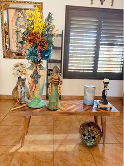 One-of-a-Kind Handmade Mexican Floral Arrangement & Decorative Vase