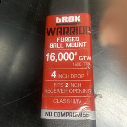 bROK WARRIOR Forged Ball Mount, 2 in. Shank with 6 in. Drop, 16,000 LB Capacity