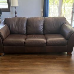 Brown leather sofa