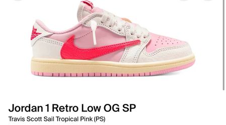 Travis Scott Jordan 1 low tropical pink PS 3Y
