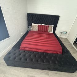 Beautiful velvet Black QUEEN BED
