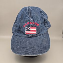 Kids Oshkosh Blue Denim Embroidered American Flag Adj. StrapbackHat Size 4-6X