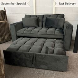 Convertible Velvet Pull Out Couch / Sofa Bed