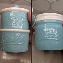 **Dowan Farmhouse Butter Dish And Salt And Pepper Container**
Sold together $40 Firm
