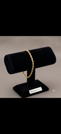 Gold-Tone Stainless Steel Rope Chain Bracelet