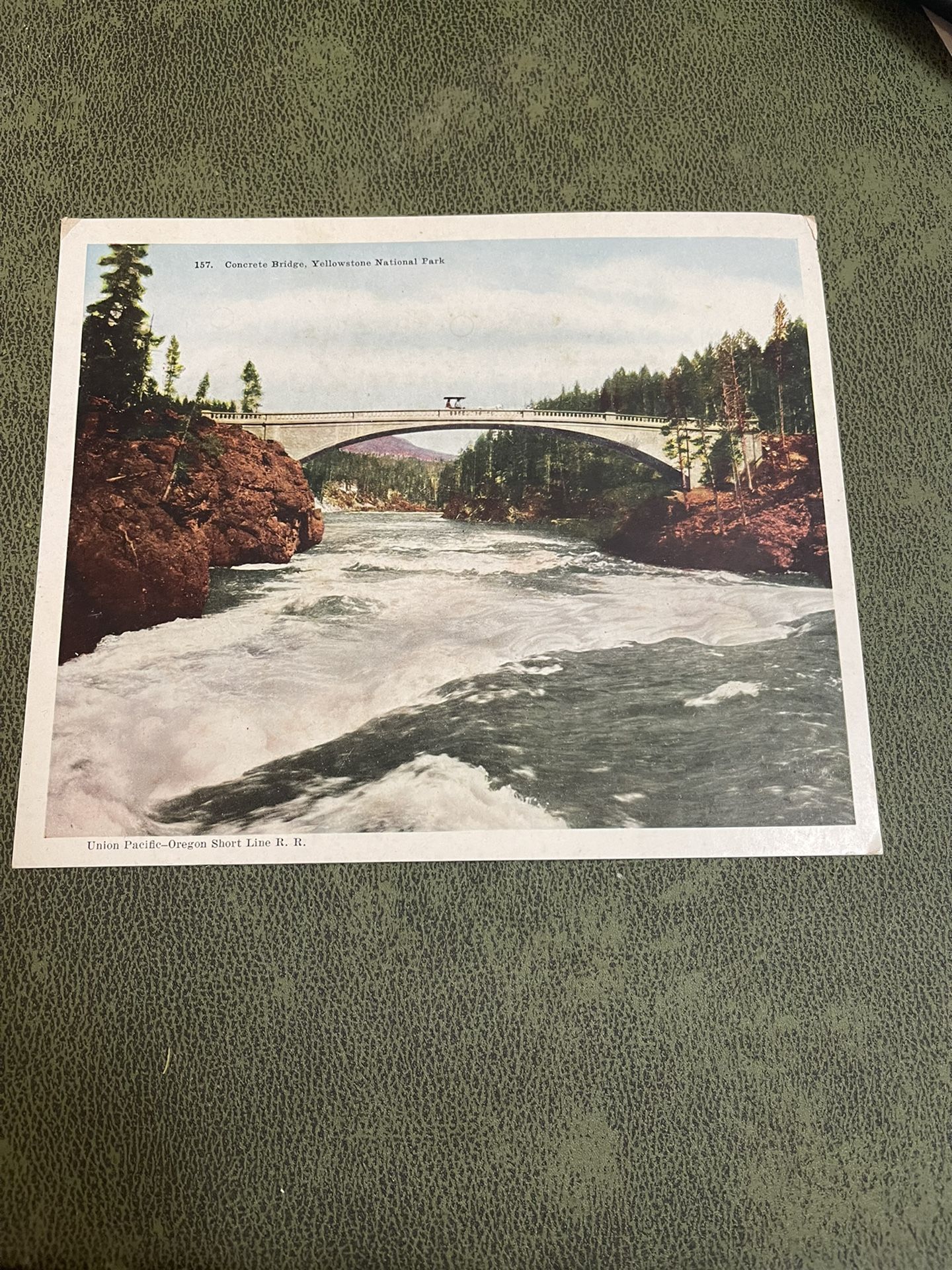 vintage concrete Bridge Yellowstone National Park pictorial post card