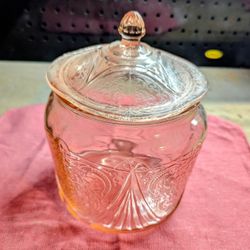Antique Vintage Light Pink Glass Jar Container 
