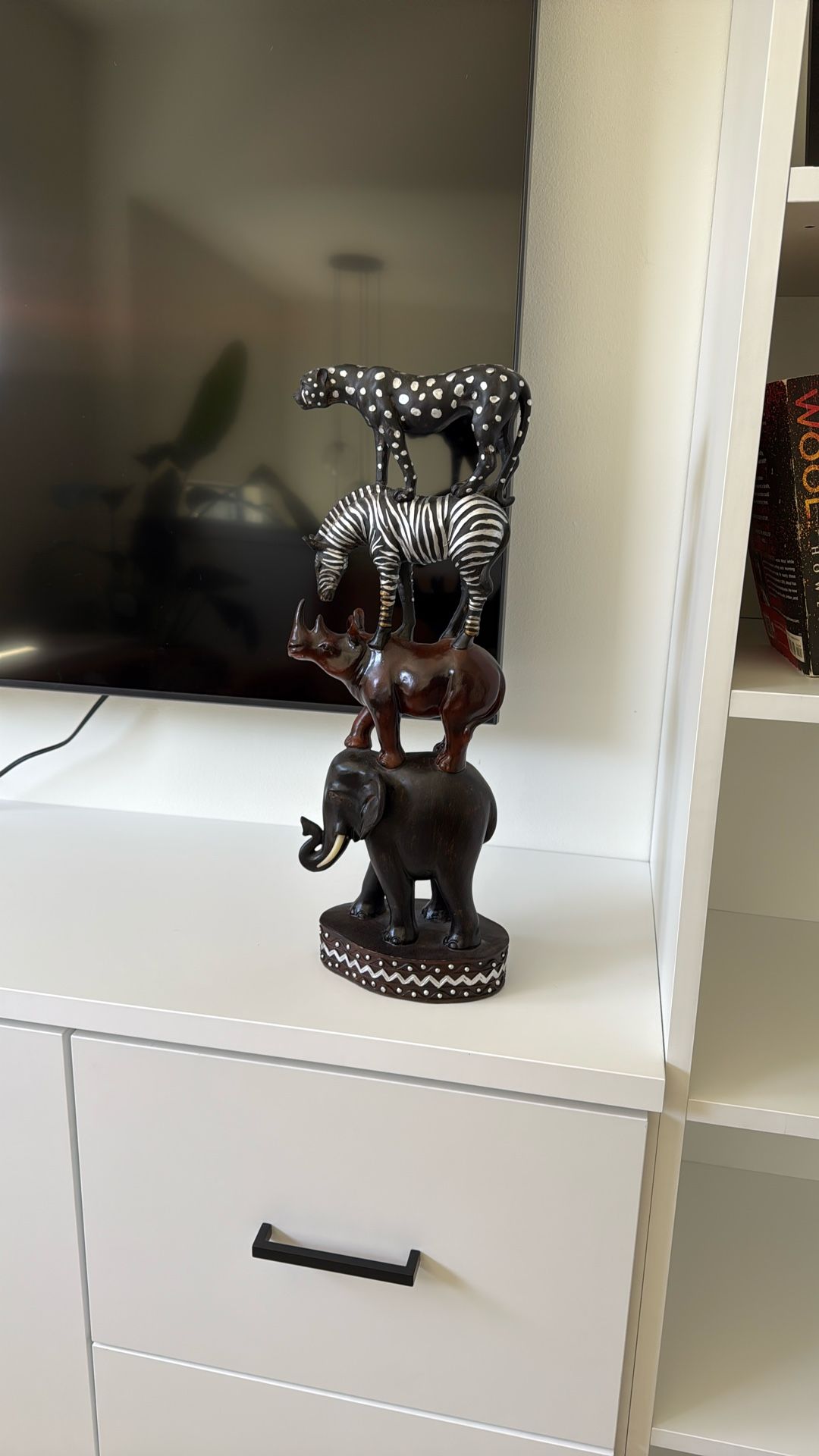 Stacked Safari animal Wood Sculpture Art Piece