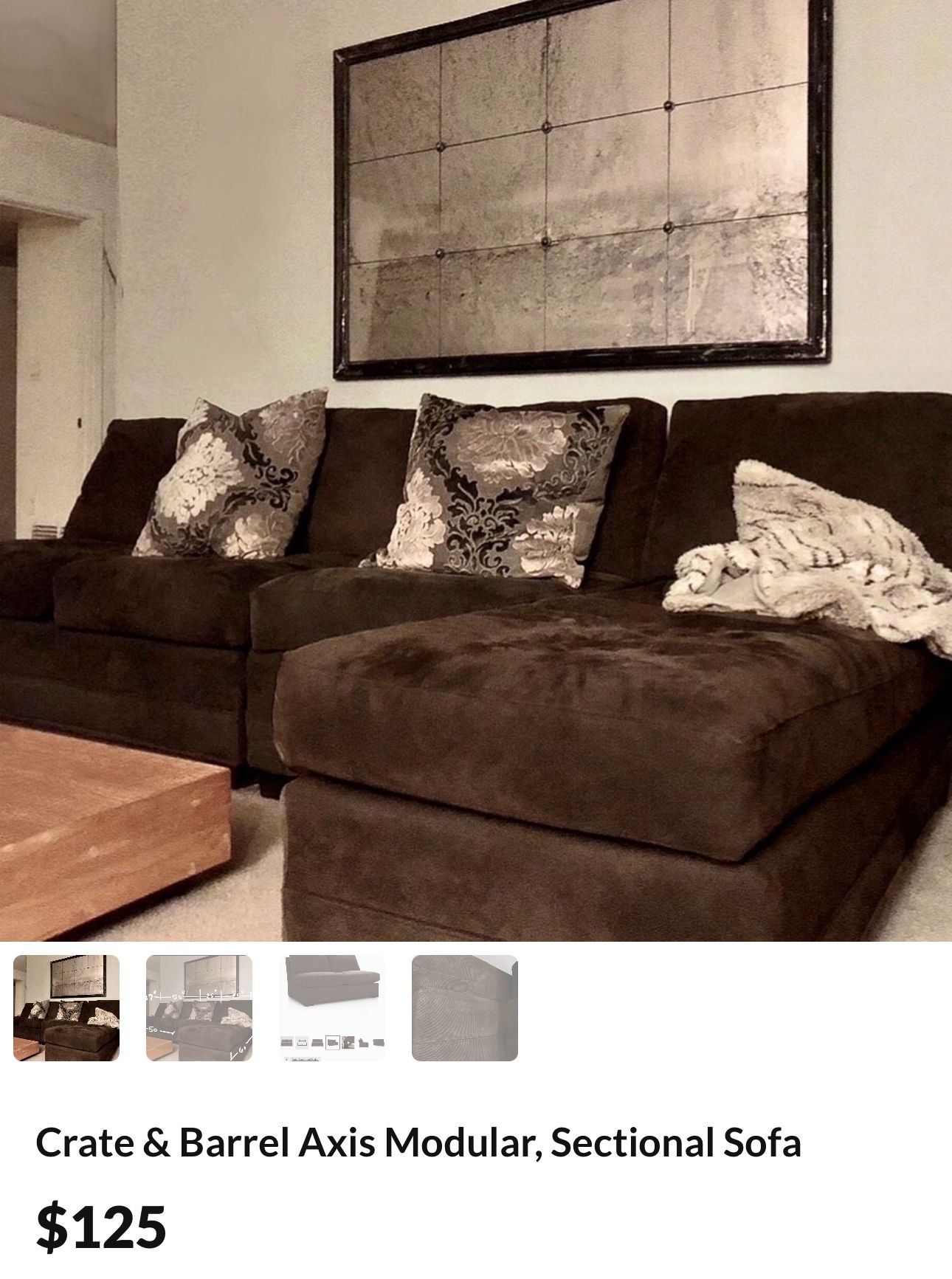 Crate & Barrel Brown Sofa