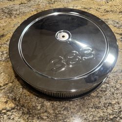 14" Chevy 383 Logo Chrome Air Cleaner Holley FlatBase Washable Filter